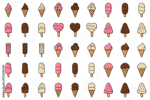 Ice Cream Vector Set – Popsicle, Cone and Frozen Dessert Illustration