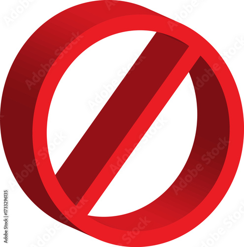 Red Prohibition Sign 3D Rendering | No Symbol for Restriction, Warning, and Forbidden Concepts