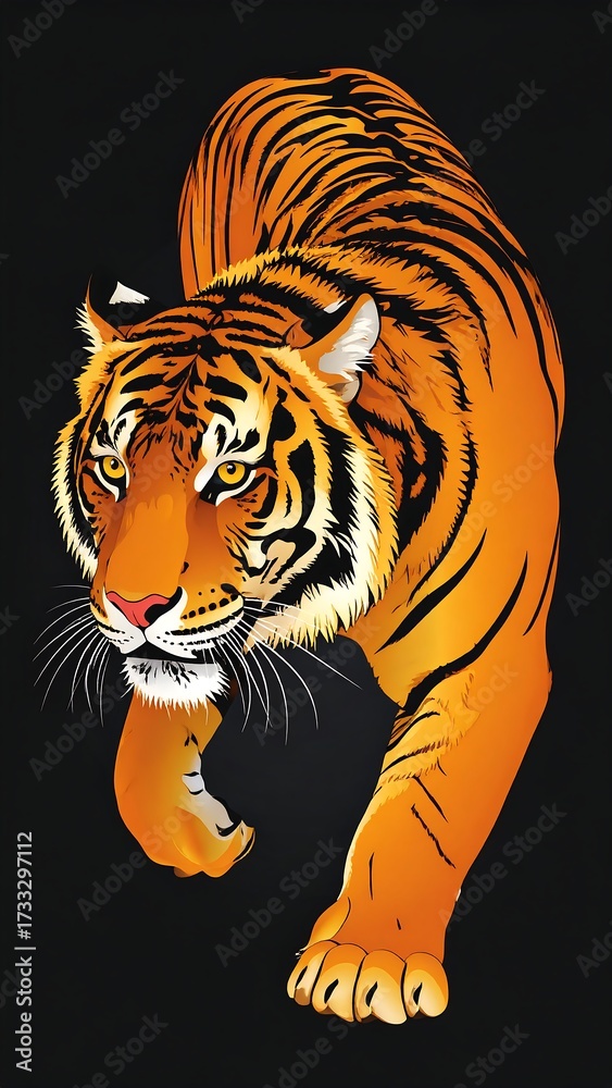 Obraz premium Tiger illustration, walking