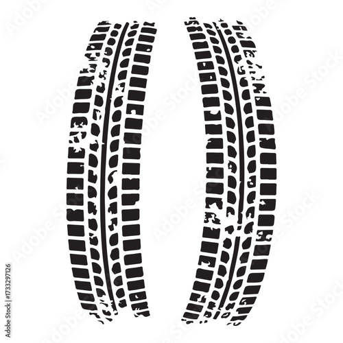 Tire tracks dirty set collection silhouette vector illustration flat design.