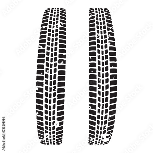 Tire tracks dirty set collection silhouette vector illustration flat design.