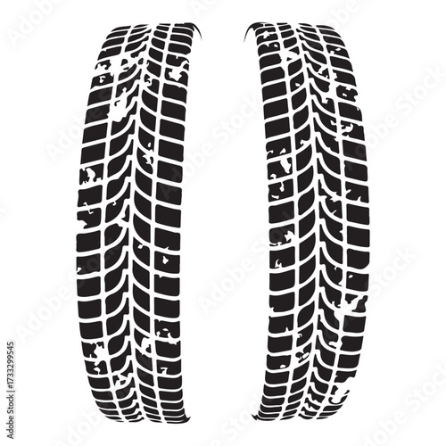 Tire tracks dirty set collection silhouette vector illustration flat design.