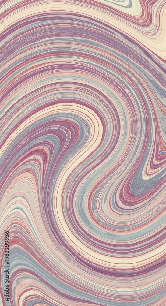 Obraz premium Patrón de marmoleado pastel con ondas fluidas en malva, azul suave y crema, textura orgánica dinámica para fondo creativo y diseño editorial