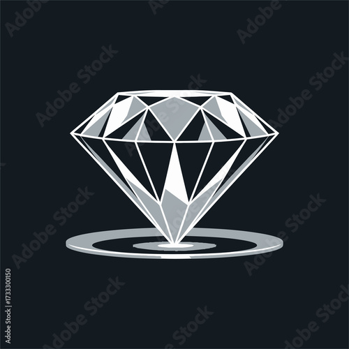 sparkling diamond gemstone, luxury jewel icon, brilliant facets reflection, elegant jewelry branding, dark backdrop, premium vector illustration