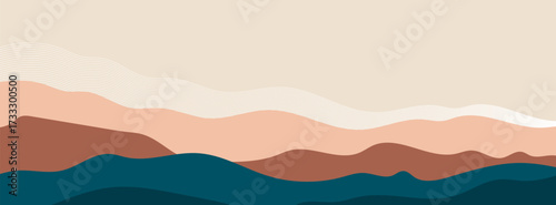 Abstract landscape poster. Nature wall decor contemporary art prints, medieval mountains backdrop. suit for bussines, banners