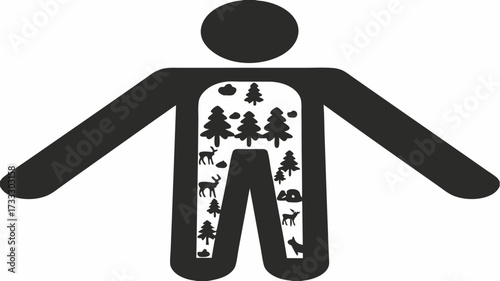 Embrace the wild within a person silhouette filled with serene forest, deer, and trees, symbolizing nature's profound connection to our inner selves.
