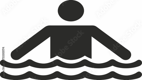 Dynamic silhouette of a person swimming with energetic water splashes, perfect for sports and leisure concepts