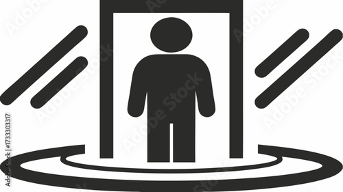 Futuristic portal teleports person forward, symbolizing innovation, progress, and modern digital transformation for technology concepts