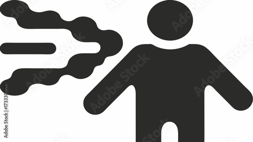Dynamic human figure silhouette with abstract flowing lines, conveying movement, ideas, or communication in a modern, clean style
