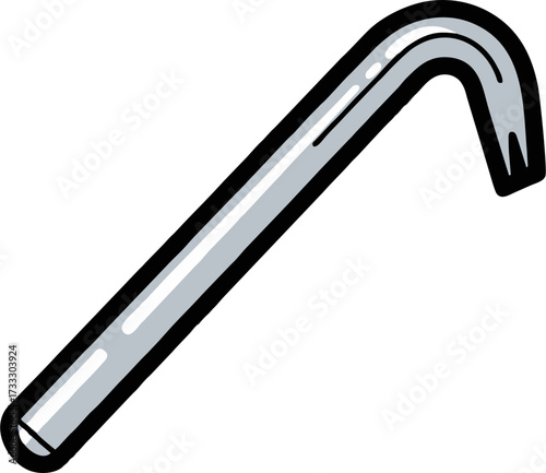Cartoon Crowbar with Black Outline and Metallic Gray Finish.