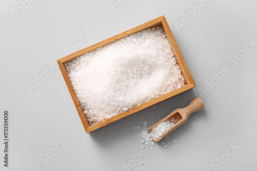 Wooden box with sea salt an...