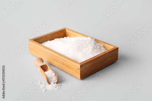 Wooden box with sea salt an...