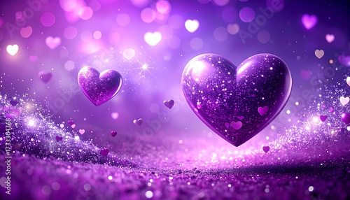 Romantic purple hearts