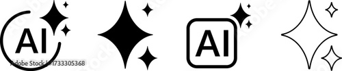 Artificial intelligence sparkle icons and symbols