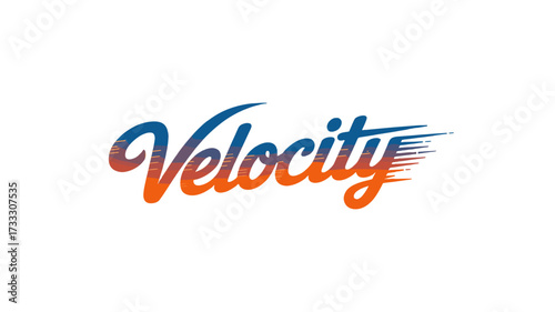 The word Velocity is depicted using dynamic typography, with blue, red, and orange hues.