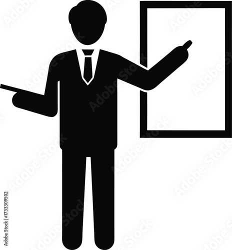 Teacher Explaining With Hand Silhouette Vector Art Illustration