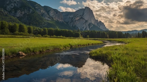 mountain landscape with lake