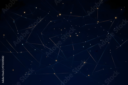 A dark blue space background with many stars and lines connecting them to form constellations