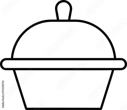 Simple Line Art Icon of a Covered Dish or Serving Platter