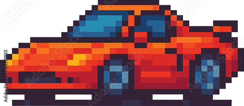 cute sport cars with pixel art style, eps 10 illustration