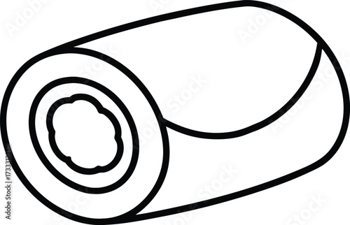 Simple Line Art Illustration of a Rolled Up Object with a Core