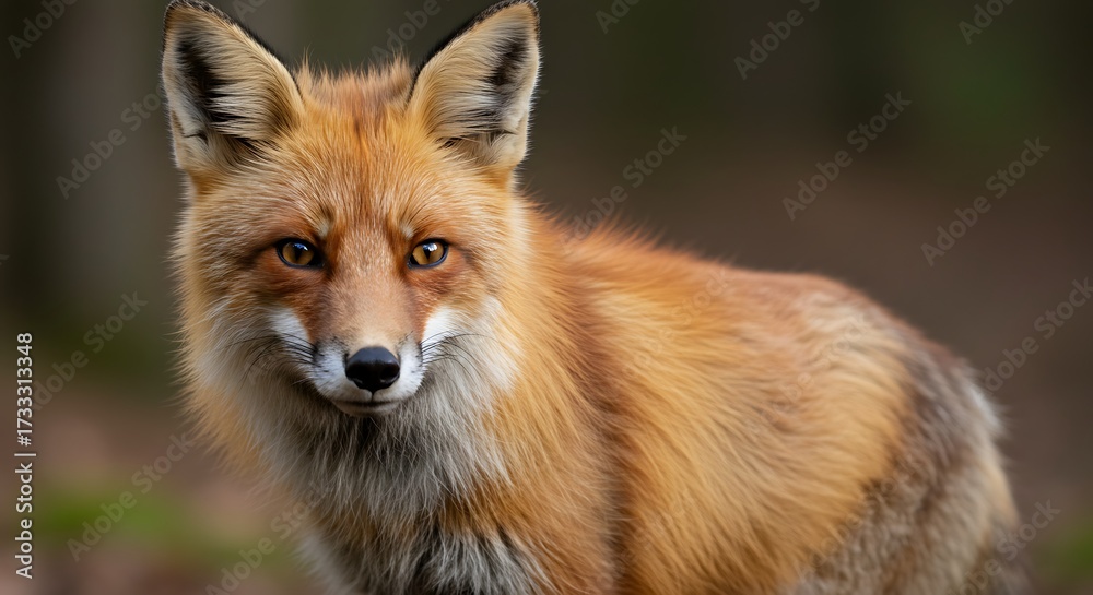 Fototapeta premium Close up of a red fox in natural habitat portrait style photography