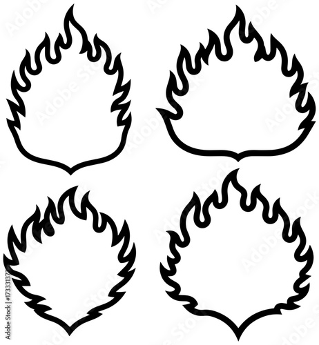 Dynamic fire frames ready for your text or design, a fiery vector graphic element set