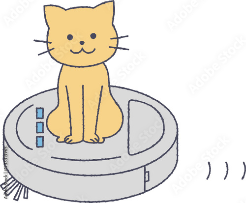 お掃除ロボットで遊ぶ猫