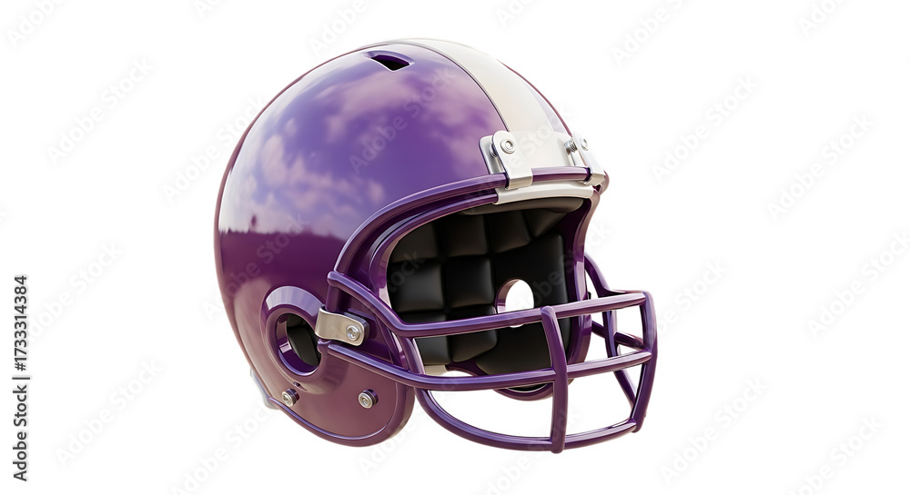 Fototapeta premium Purple and white American football helmet on a white background