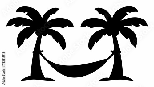 Serene tropical escape two palm trees with a hammock inviting relaxation on a sunny day
