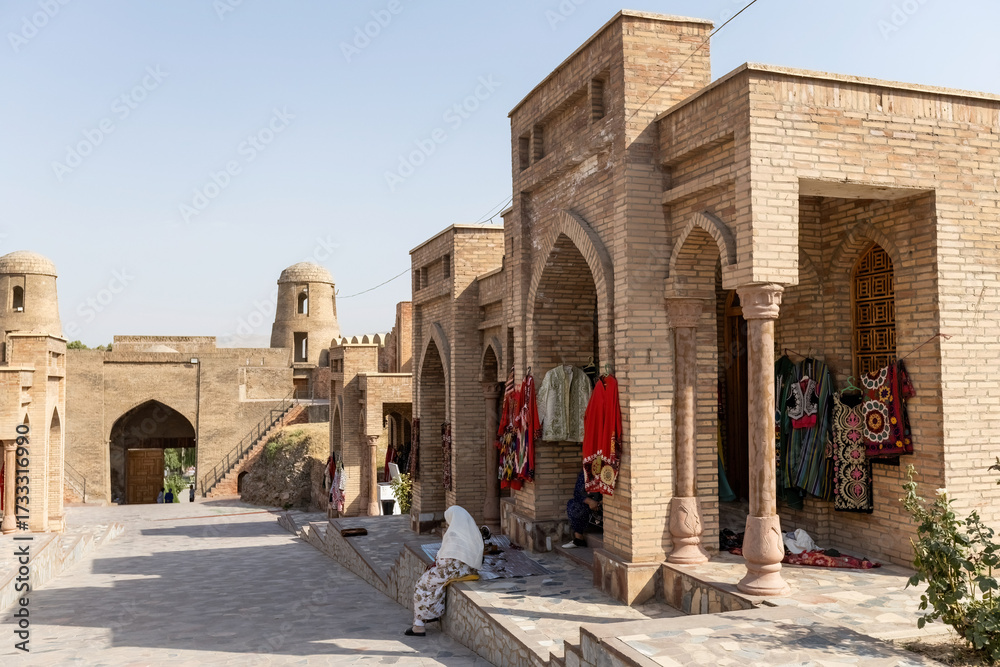 Obraz premium Traditional Central Asian style bazar street inside the reconstructed Hisor fortess in Hisor, Tajikistan