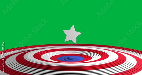Animation of american star and stripes circles waving over transparent background