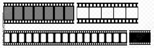 Vintage filmstrip roll frame, vector photo background, old grunge movie film long strip, video or movie filmstrip overlay, transparent film frame, cinema, photograph camera film strip