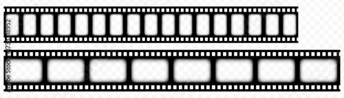 Vintage filmstrip roll frame, vector photo background, old grunge movie film long strip, video or movie filmstrip overlay, transparent film frame, cinema, photograph camera film strip