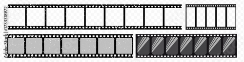 Vintage filmstrip roll frame, vector photo background, old grunge movie film long strip, video or movie filmstrip overlay, transparent film frame, cinema, photograph camera film strip