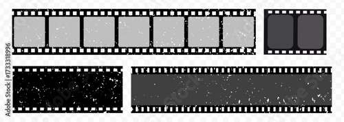 Vintage filmstrip roll frame, vector photo background, old grunge movie film long strip, video or movie filmstrip overlay, transparent film frame, cinema, photograph camera film strip