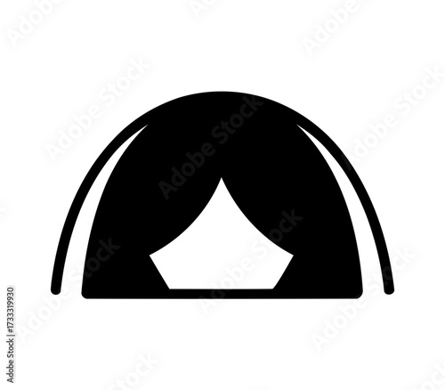 black silhouette of a camping tent. camping icon vector illustration