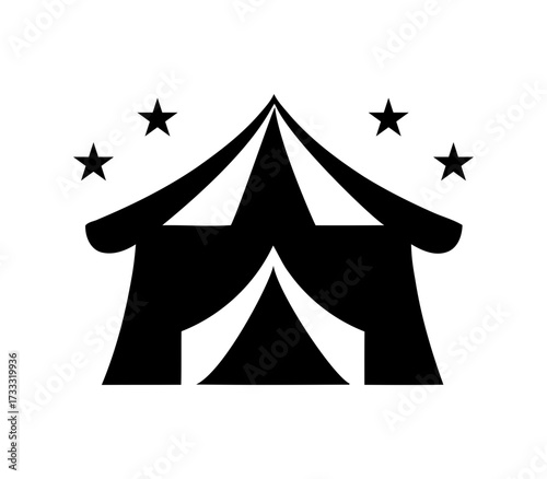circus tent icon with stars. vector illustration of a tent