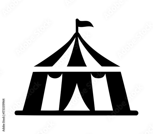 Classic black and white circus tent icon. circus tent isolated on white