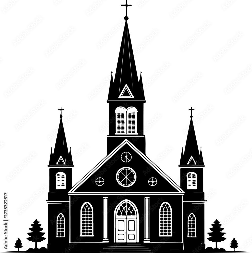 Fototapeta premium church building black silhouette Vector