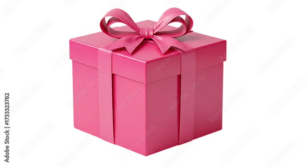 Obraz premium Elegant pink gift box with satin ribbon bow