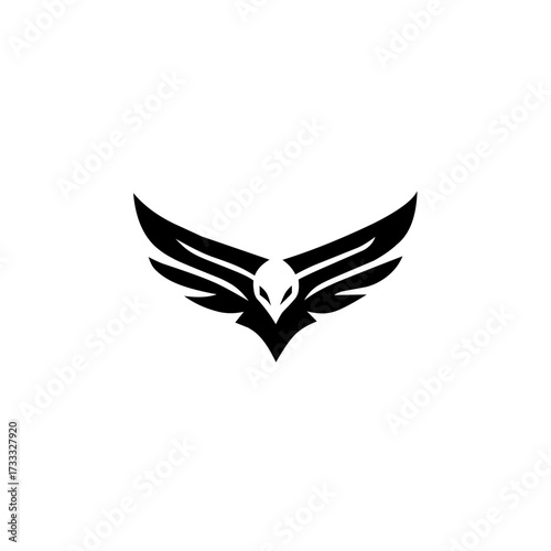A sleek, modern black and white vector design featuring a stylized eagle or bird of prey with wings spread, symbolizing strength and agility.