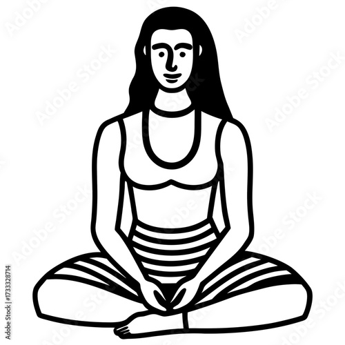 Black vector illustration of a woman in a yoga lotus pose silhouette for meditation and relaxationBlack vector illustration of a woman in a yoga lotus pose silhouette for meditation and relaxation