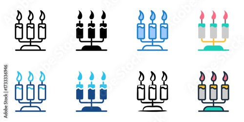 Candles icon set multiple style collection 
