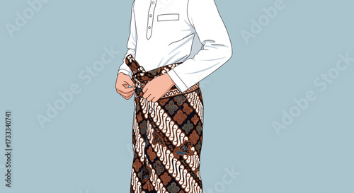 Cultural Event, Traditional Attire, Southeast Asia, Illustration, Artistic Environment, Side View, Heritage Fashion Concept