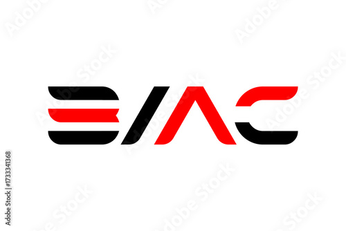 BAIC Letter Logo Design – Stylized Monogram in Black and Red with Modern, Bold, and Geometric Elements