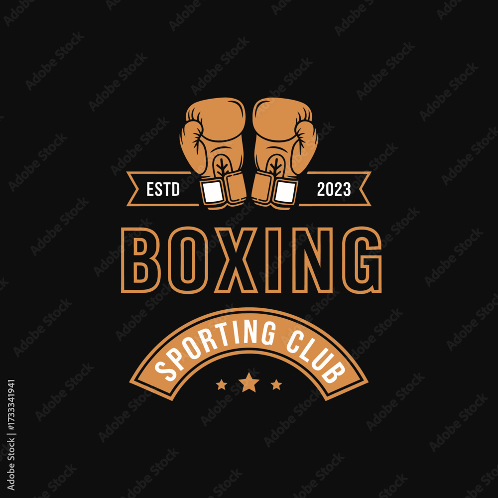 Fototapeta premium Vintage boxing gloves emblem with 