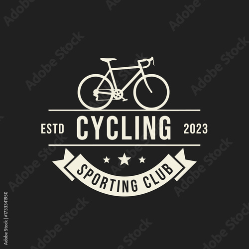 Vintage-style emblem for a cycling sporting club featuring a stylized bicycle silhouette and bold typography.