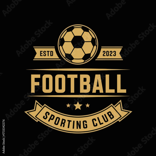 Emblematic vintage football sporting club logo with a classic soccer ball, established date, and club name.