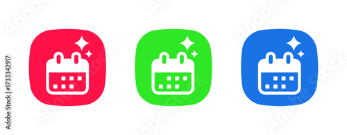 Calendar icon with sparkles, representing events, scheduling, and planning.
